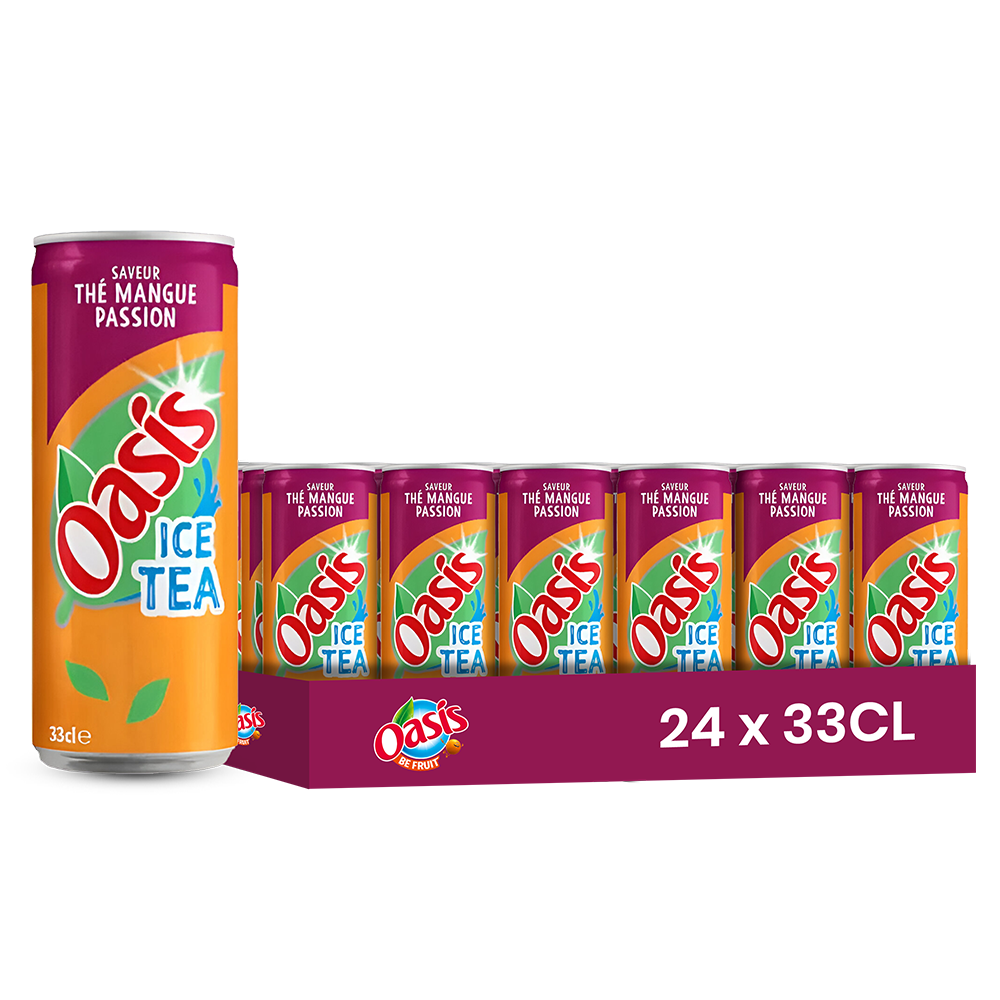 Oasis Thé Mangue Passion – Pack de 24 Canettes (24 x 33cl) | Boisson Fruitée & Thé