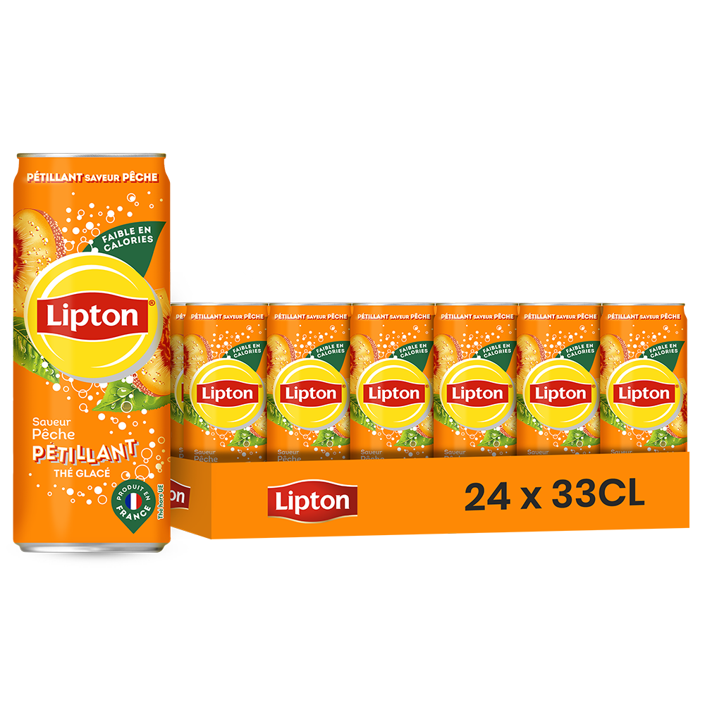 Lipton Ice Tea Pêche Pétillant Pack 24 x 33CL Slim – Boisson Thé Gazeuse Pêche
