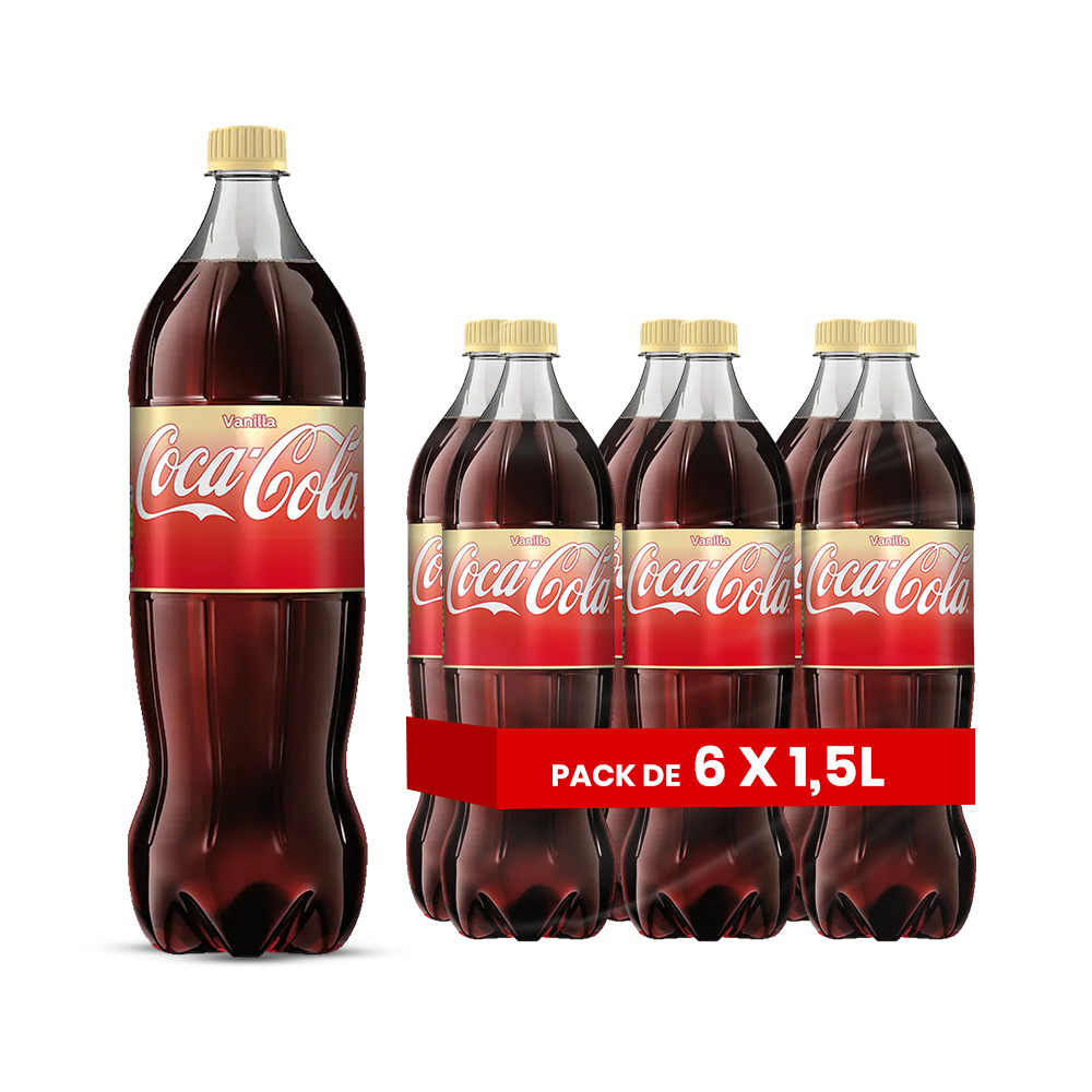 Coca-Cola Vanille (EU) – Pack de 6 Bouteilles (6 x 1,5L) | Soda Saveur Vanille