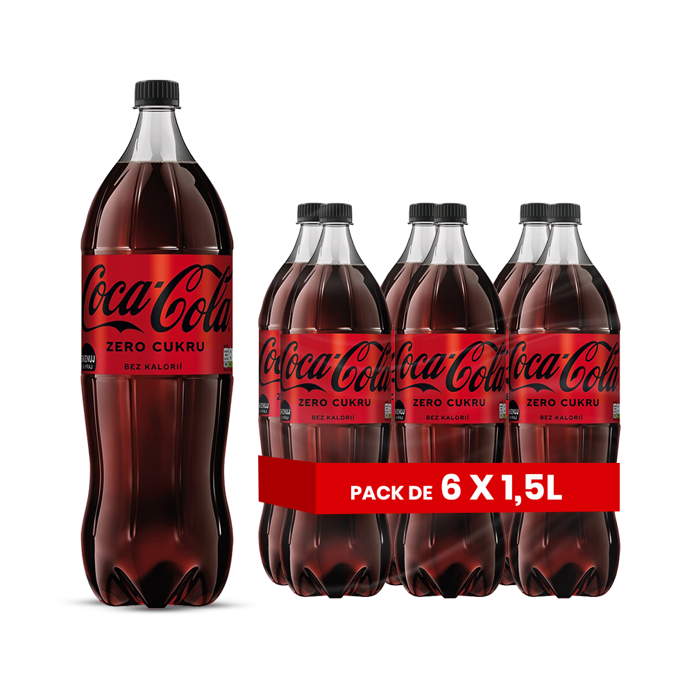 Coca-Cola Zero (EU) – Pack de 6 Bouteilles (6 x 1,5L) | Sans Sucres, Goût Original